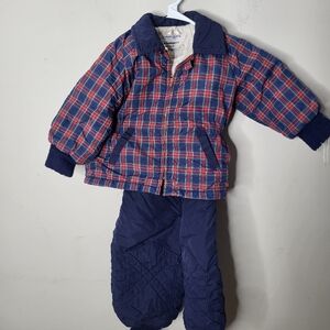 Vintage Rare Hard To FindChildren's Navy Plaid Winter Snow Set Size 2
